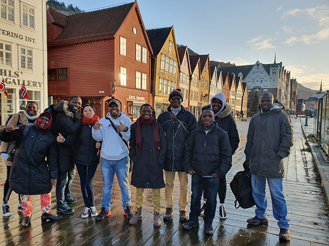 Students at Bryggen i Bergen