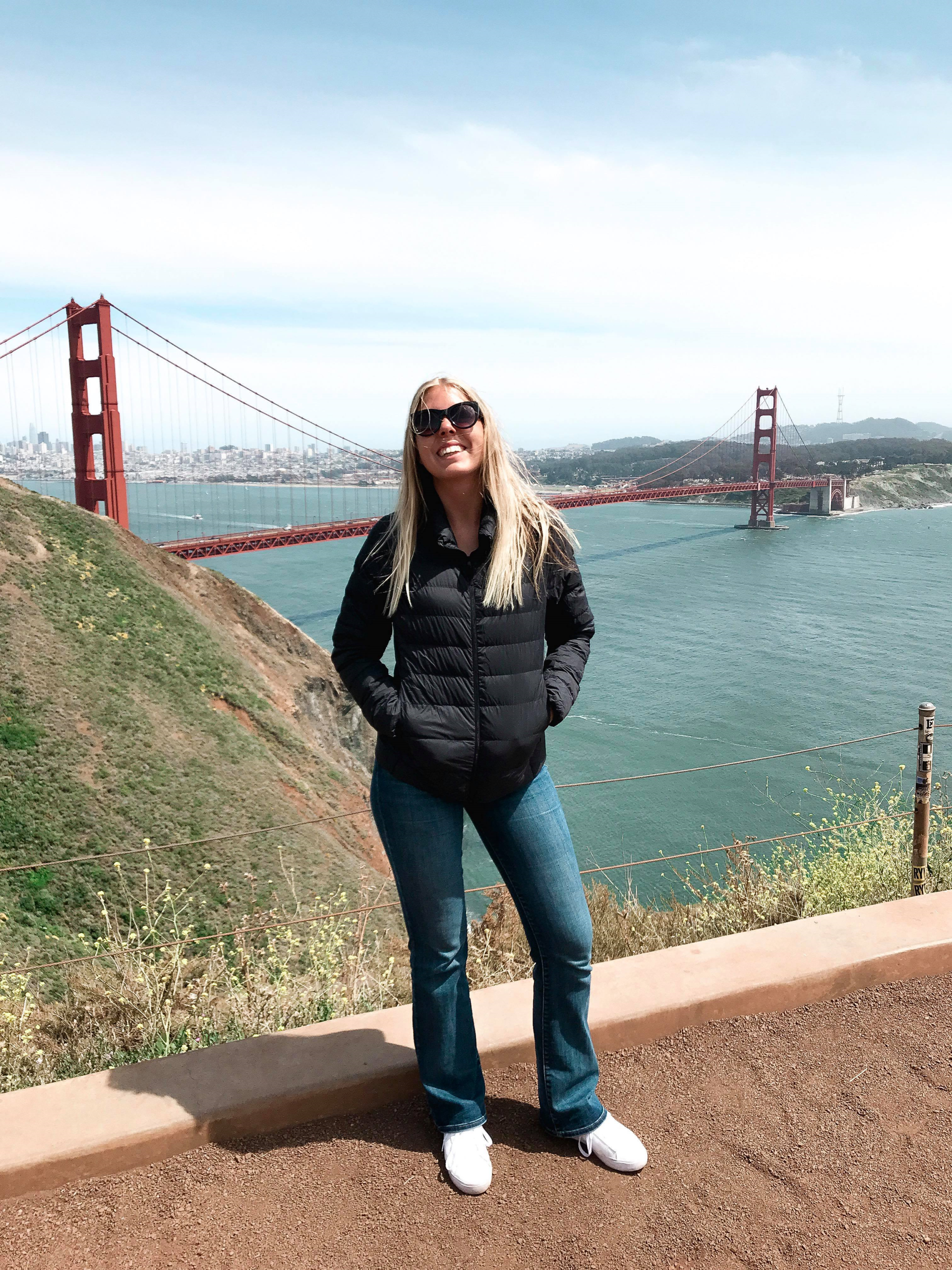 Utsikt over Golden Gate Bridge og San Francisco i bakgrunnen (Foto: Anette  Øvrelid  Myhre, 2018).   
