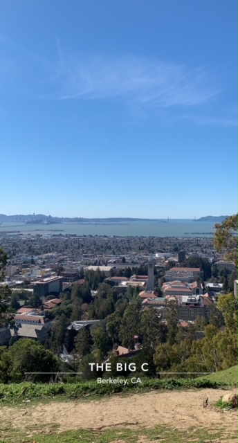 Utsikt over Berkeley og San Fransisco fra «The Big C» (Foto: Hermann Hovde, 2022).   