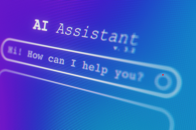 Screenshot of AI with the text "how may I help you?"
